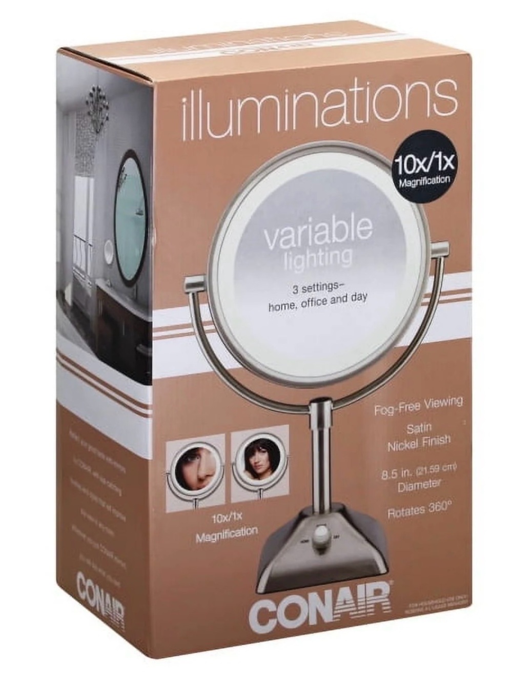 Conair Satin Nickel Variable Lighting Makeup Mirror - Silver